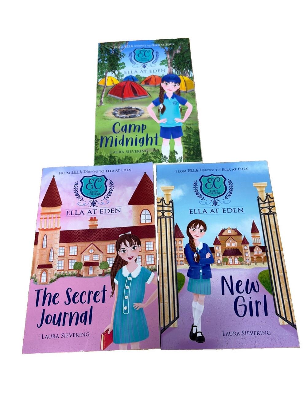 LOT (3) Ella at Eden Book Series - Camp Midnight; New Girl; The Secret Journal
